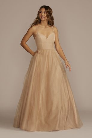 Picture of As Is Lace-Up Glitter Tulle V-Neck Ball Gown