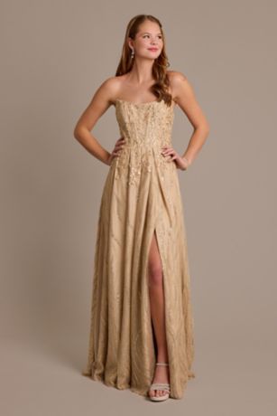 Picture of As Is Floral Applique Strapless Ball Gown