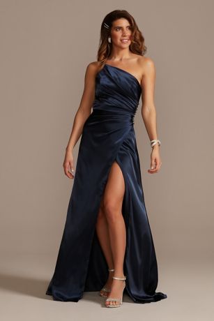 Picture of Charmeuse Draped One-Shoulder Dress