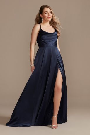 Picture of Charmeuse Cowl Dress with Lace-Up Back