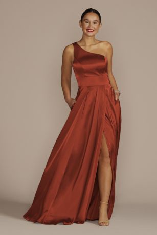 Picture of As Is One-Shoulder Draped Charmeuse Dress