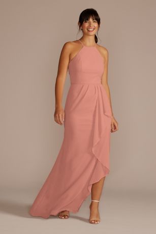 Picture of High-Neck Chiffon Dress with Cascade