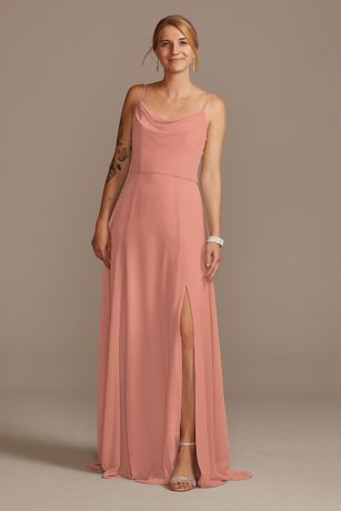 Picture of Cowl Neck Chiffon Dress with Slit