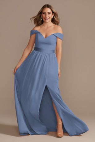 Picture of Off-Shoulder Crepe Charmeuse Dress