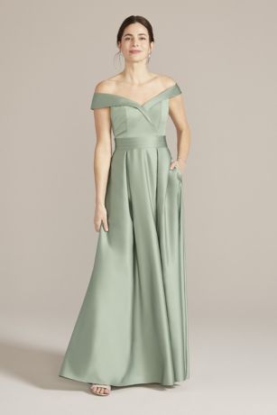 Picture of Off-the-Shoulder Pleated Satin A-Line