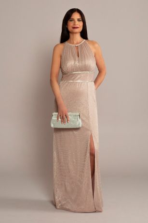 Picture of High-Neck Glitter A-Line Gown with Keyholes