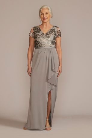 Picture of As Is Embellished Satin Short Sleeve Gown Ruffle