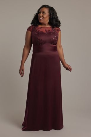Picture of As Is Sequin Applique Crepe-Back Satin Slim Dress