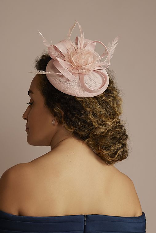 David's Bridal Floral Bow and Feather Fascinator