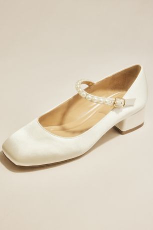 Picture of Pearl Strap Satin Mary Jane Block Heels