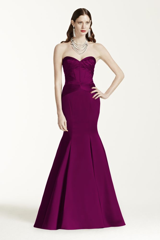 Long Strapless Satin Fit and Flare Dress Style ZP285036 | eBay