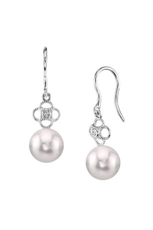 Picture of Akoya Pearl  Diamond Lacy Earrings