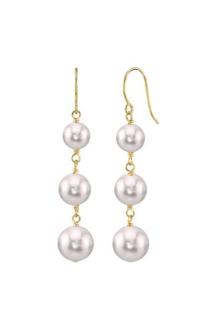Picture of White Akoya Pearl Triple Drop Earrings