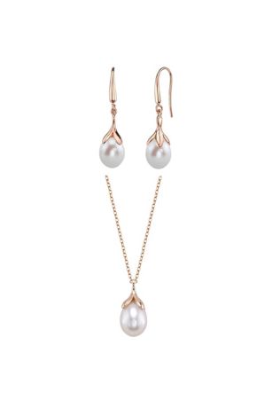Picture of Freshwater Pearl Rose Gold Plated Drop Set