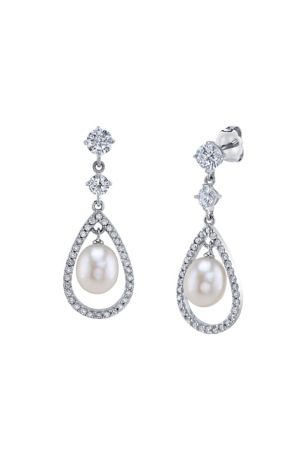 Picture of White Freshwater Pearl Dazzle Earrings