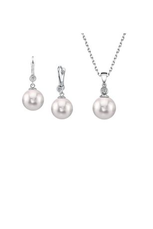 Picture of 14K White Akoya Cultured Pearl  Diamond Set