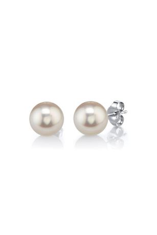 Picture of 7mm White Freshwater Round Pearl Stud Earrings