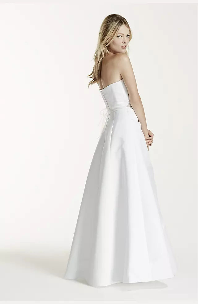 Satin A-line Wedding Dress with Asymmetrical Skirt Image 3