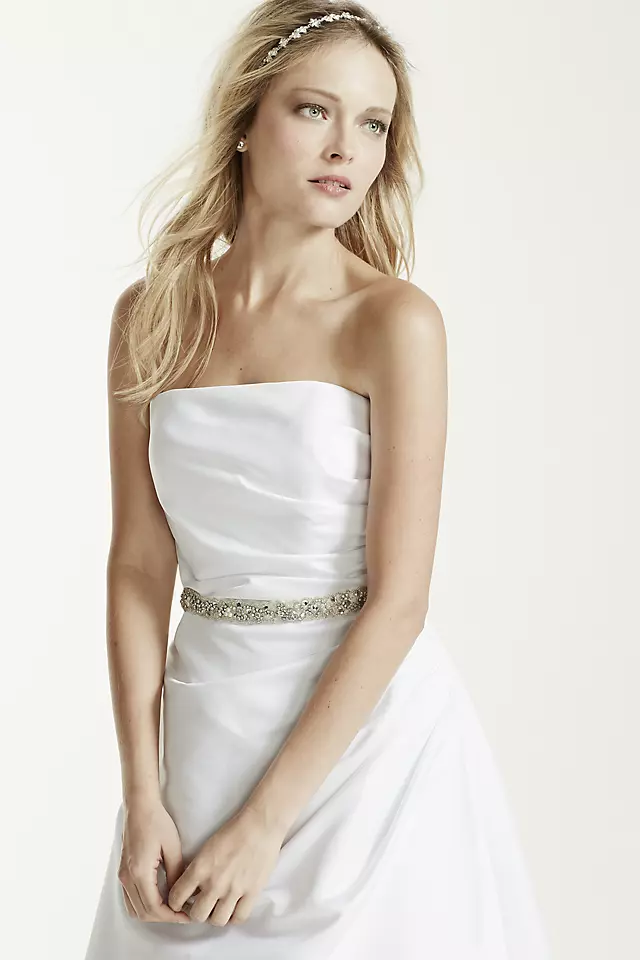 Satin A-line Wedding Dress with Asymmetrical Skirt Image 6