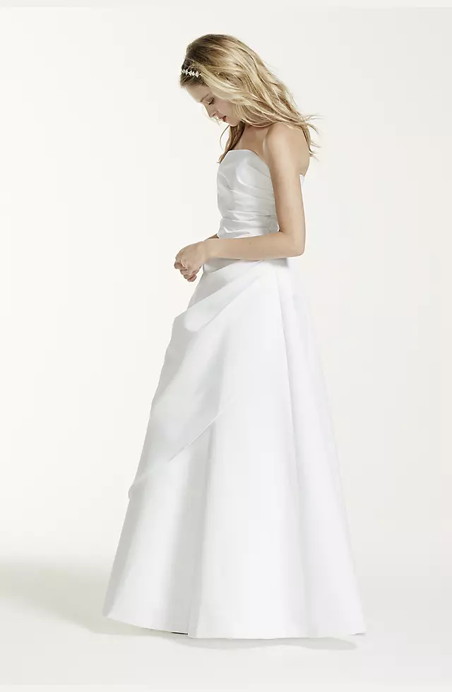 Satin A-line Wedding Dress with Asymmetrical Skirt Image 5