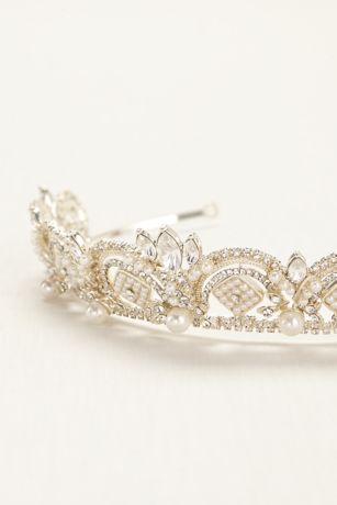Crystal and Pearl Encrusted Tiara David's Bridal