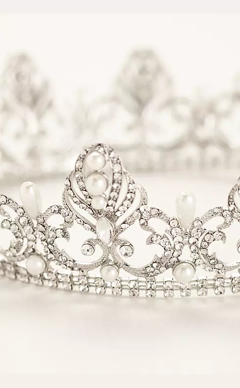 Pearl and Crystal Encrusted Crown Image 1