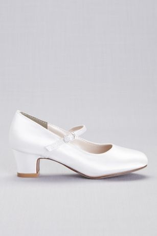 Girls Dyeable Satin Low-Heel Mary-Janes | David's Bridal
