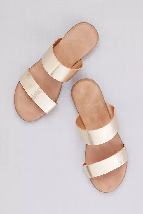Metallic Two Strap Slide Sandals Image 4