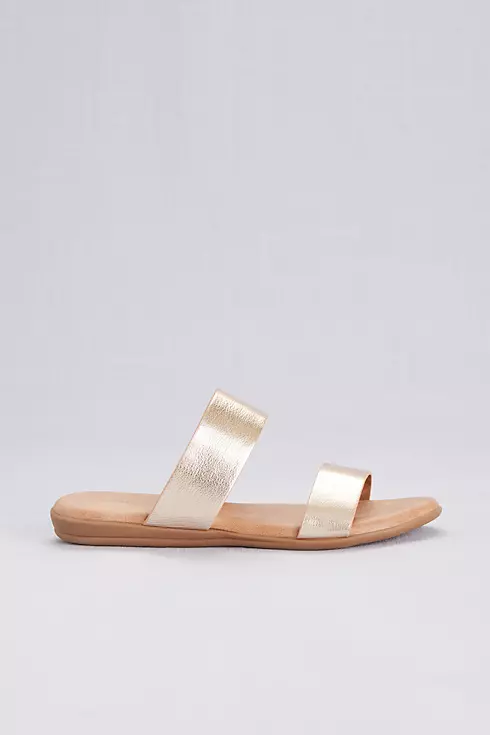 Metallic Two Strap Slide Sandals Image 3