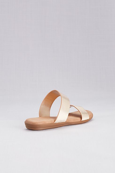 Metallic Two Strap Slide Sandals