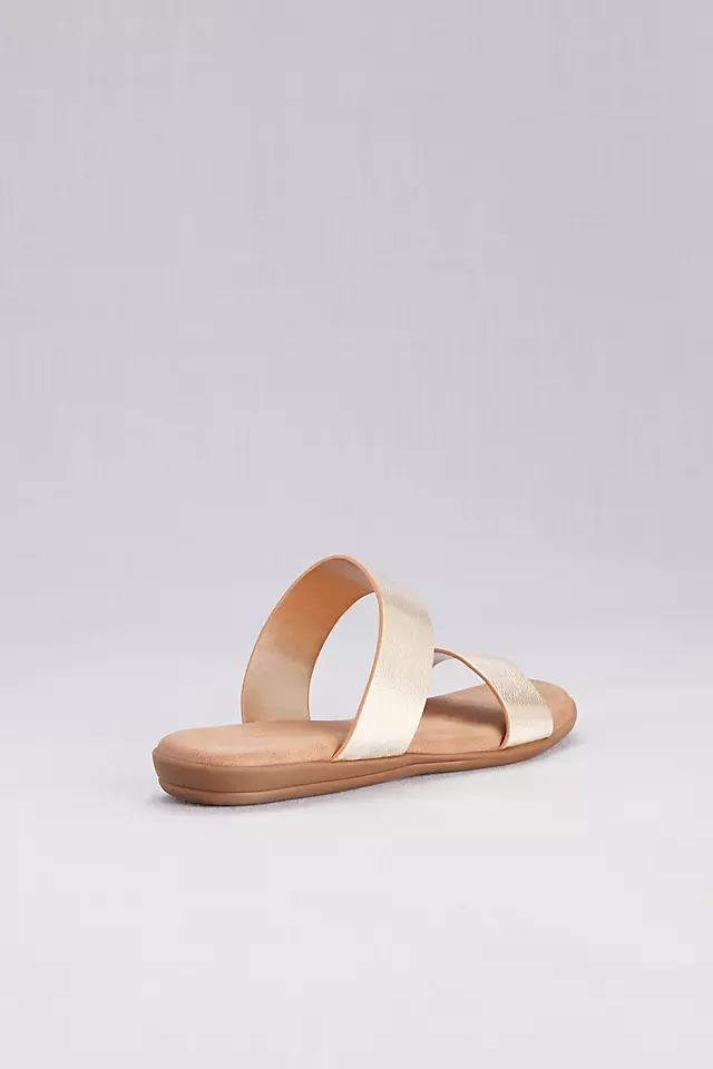 Metallic Two Strap Slide Sandals | David's Bridal