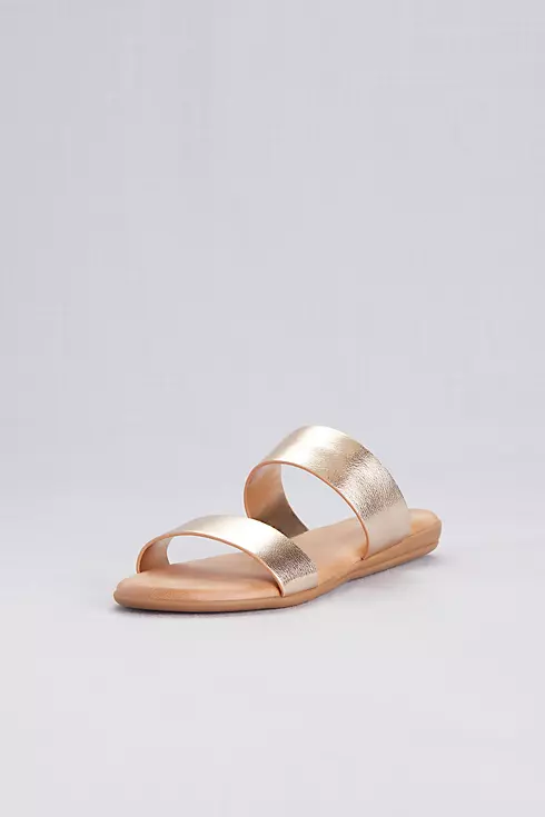 Metallic Two Strap Slide Sandals Image 1