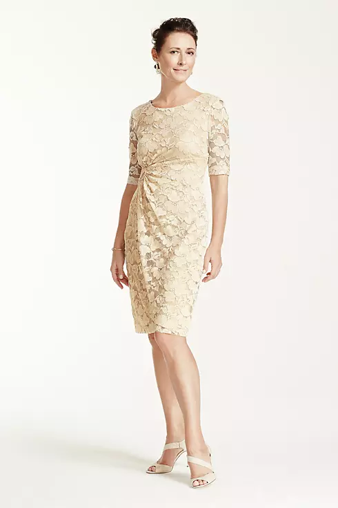 3/4 Sleeve Stretch Lace Short Dress Image 1