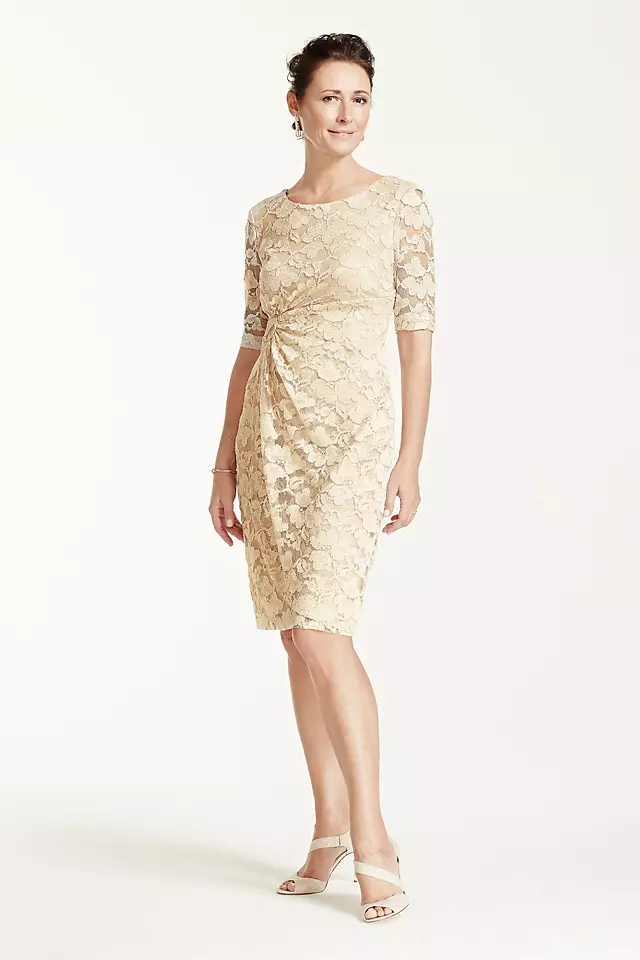 3/4 Sleeve Stretch Lace Short Dress Image