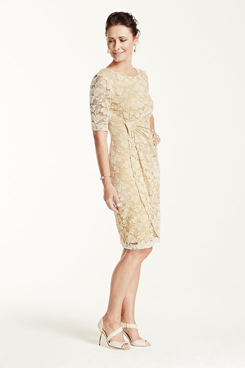 3/4 Sleeve Stretch Lace Short Dress Image 5
