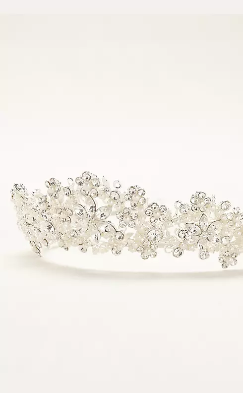 Light Colored Tiara with Pearls and Crystals Image 2