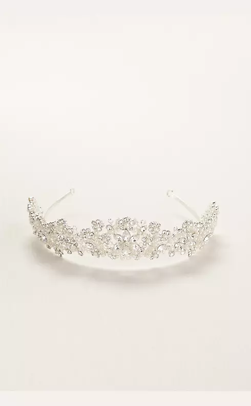 Light Colored Tiara with Pearls and Crystals Image 3
