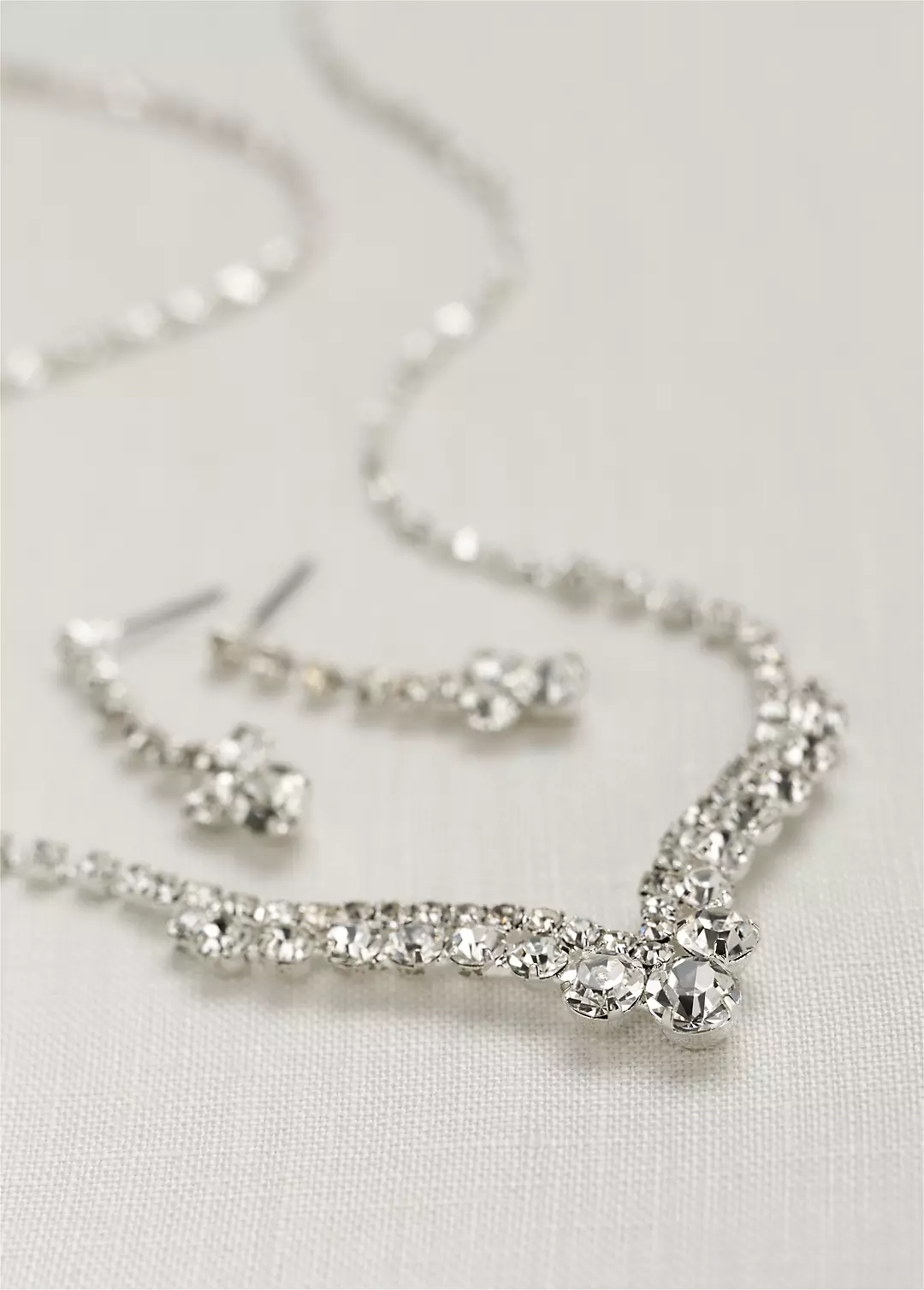Curved V-Shape Crystal Necklace and Earring Set Image 2