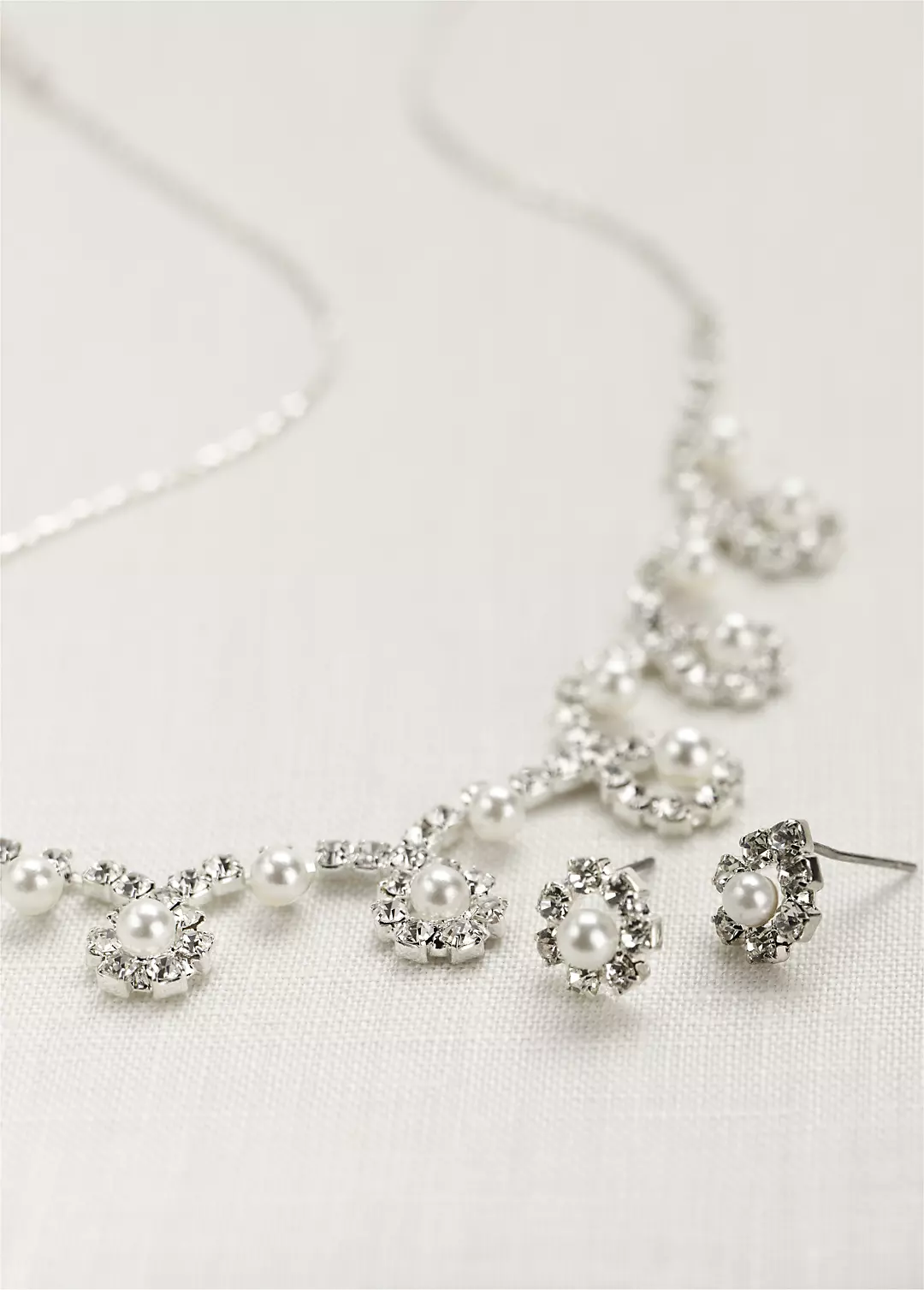 Classic Pearl and Crystal Necklace and Earring Set Image