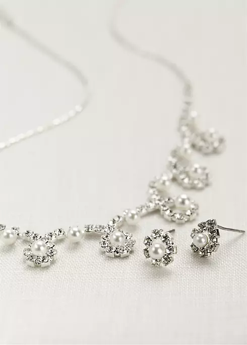 Classic Pearl and Crystal Necklace and Earring Set Image 1