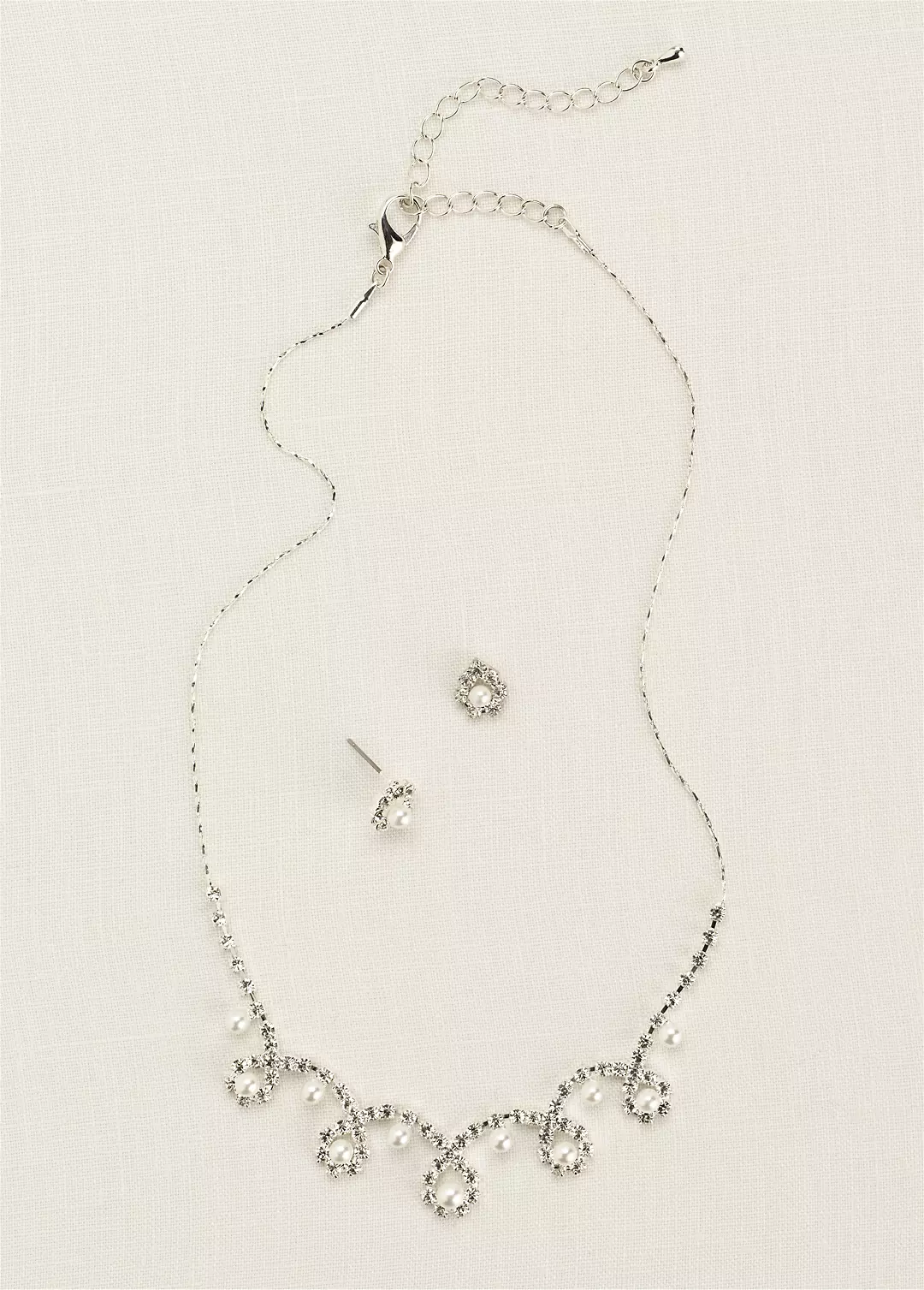 Classic Pearl and Crystal Necklace and Earring Set Image 2