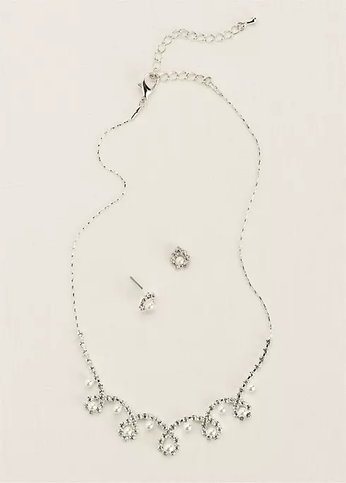 Classic Pearl and Crystal Necklace and Earring Set Image 2