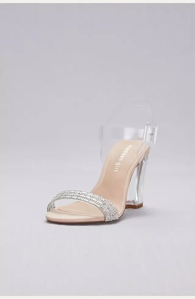 Lucite Ankle-Strap Heels with Crystal Detail Image