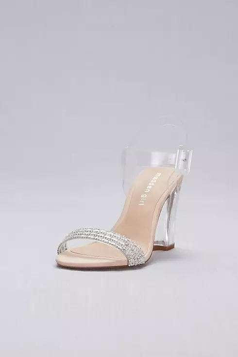 Lucite Ankle-Strap Heels with Crystal Detail Image 1