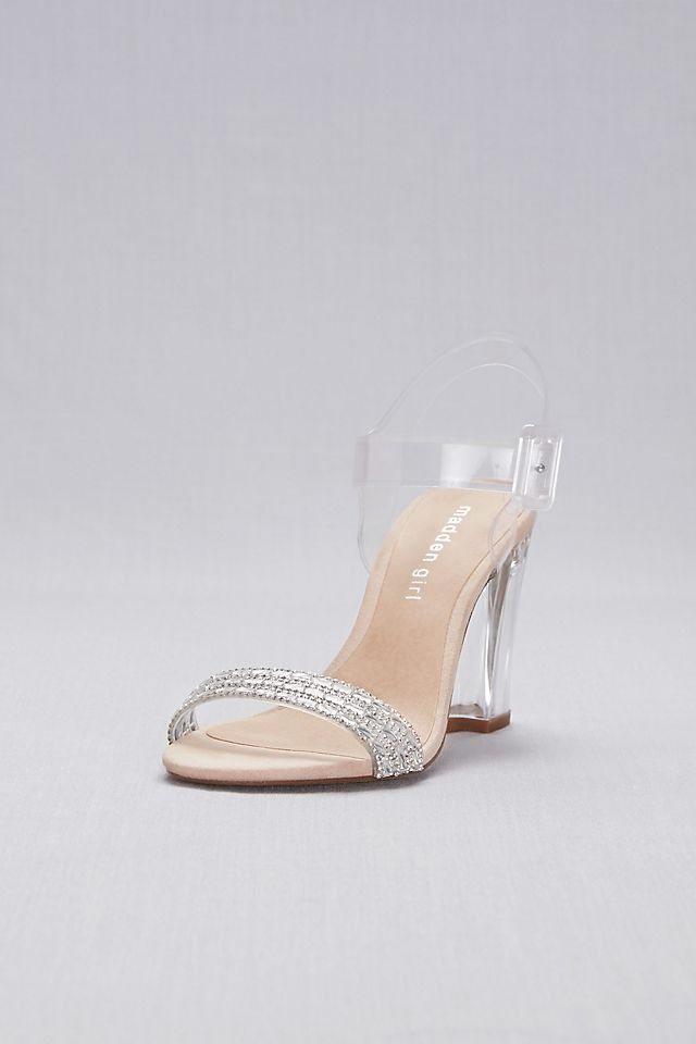 Lucite Ankle-Strap Heels with Crystal Detail Image 1
