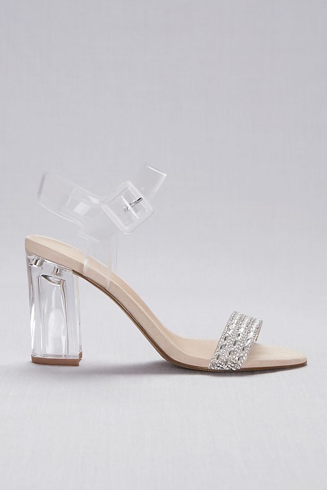 Lucite Ankle-Strap Heels with Crystal Detail Image 3
