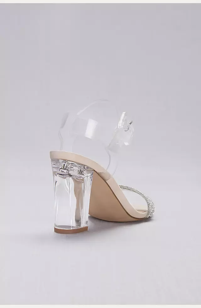 Lucite Ankle-Strap Heels with Crystal Detail Image 2