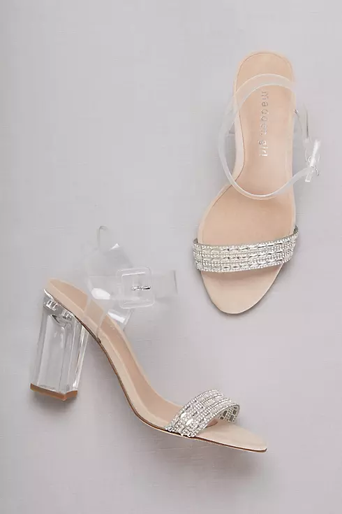 Lucite Ankle-Strap Heels with Crystal Detail Image 4
