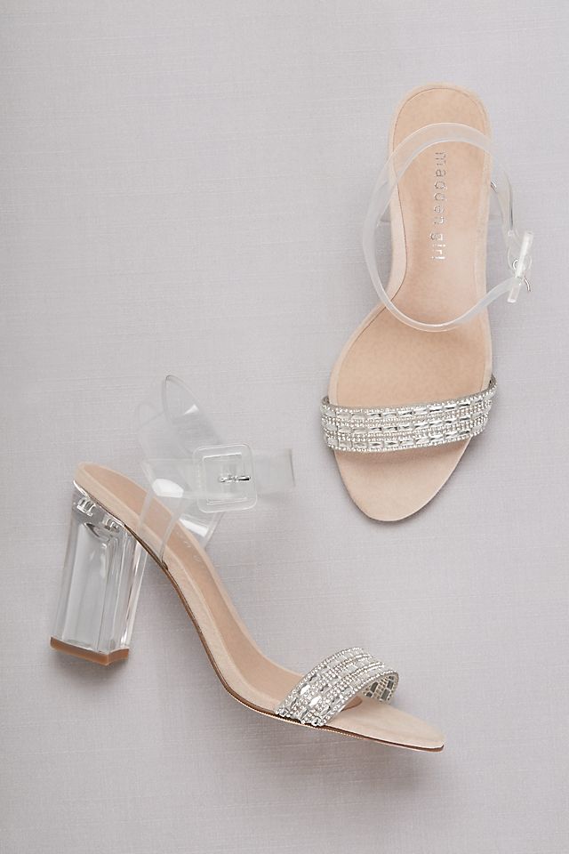 Lucite Ankle-Strap Heels with Crystal Detail Image 4