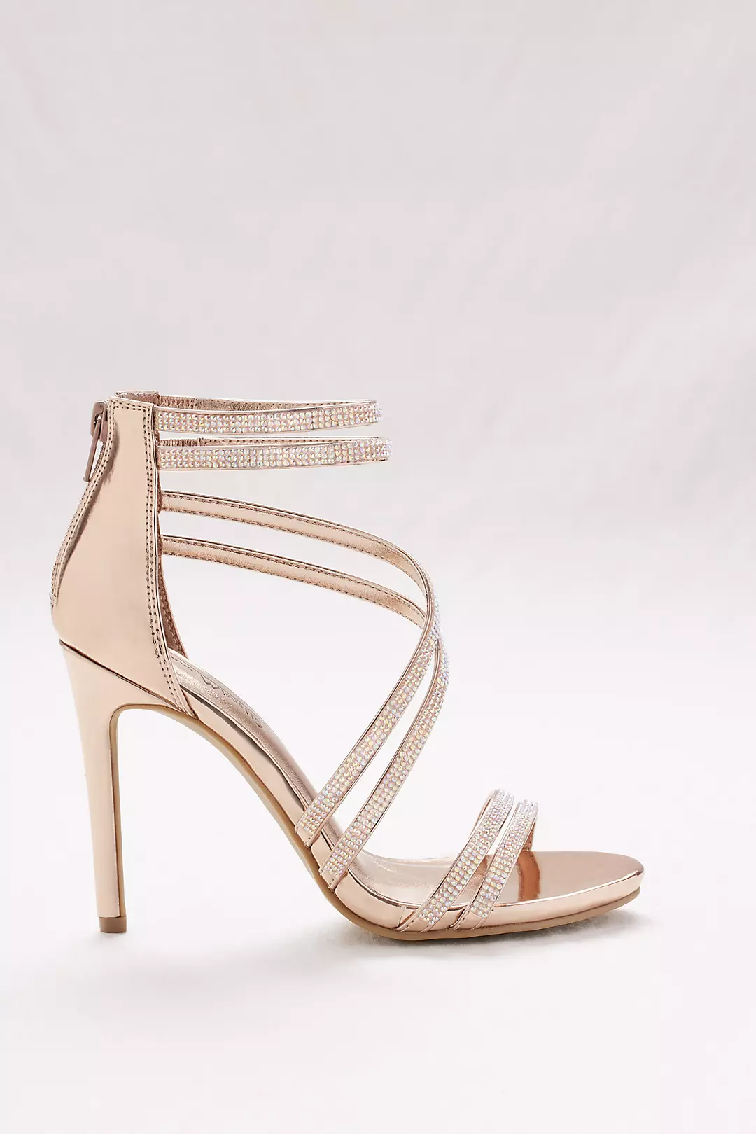 Crystal-Embellished Double-Strap Stiletto Sandals | David's Bridal